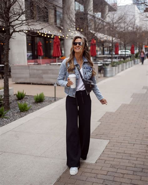 black wide leg pants with sneakers